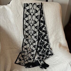 Coach Black and Gray Patterned Scarf